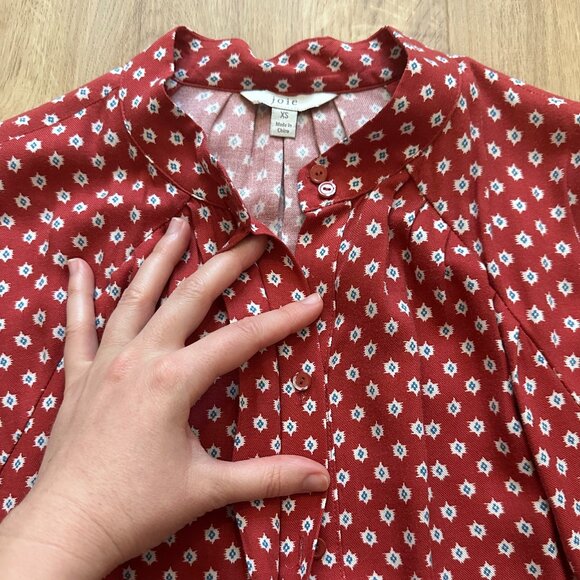 Joie dolman sleeve button-down top in orange and white print - XS - Picture 5 of 5